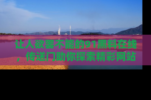 让人欲罢不能的91黑料在线,传送门助你探索精彩网站内幕!